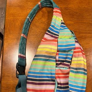 Kavu large rope swing bag, cross body in rainbow